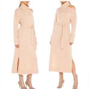 PAIGE Wool Blend Knit in Soft/ Women’s Beige Cold-Shoulder Sweater Midi Sz S